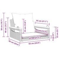 vidaXL Gungbänk med dynor svart 63x62x40 cm konstrotting - Bild 9