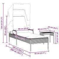 vidaXL Solsäng med tak och bord brun konstrotting - Bild 11