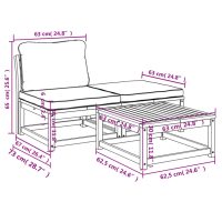 vidaXL Loungegrupp 3 delar med dynor massivt akaciaträ - Bild 8