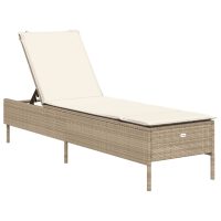 vidaXL Solsäng med dyna beige konstrotting - Bild 2