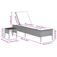 vidaXL Solsäng med bord och dyna beige konstrotting - Bild 11