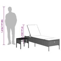 vidaXL Solsäng med bord och dyna ljusgrå konstrotting - Bild 12