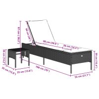 vidaXL Solsäng med bord och dyna ljusgrå konstrotting - Bild 11