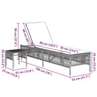 vidaXL Solsängar 2 st med bord svart konstrotting - Bild 11