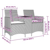 vidaXL Trädgårdssoffa 2-sits med bord och dynor konstrotting beige - Bild 7