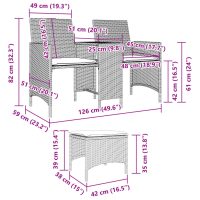 vidaXL Trädgårdssoffa 2-sits med bord och pallar svart konstrotting - Bild 12