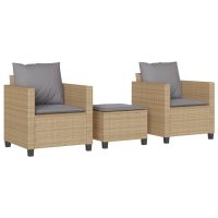 vidaXL Bistrogrupp med dynor 3 delar beige konstrotting - Bild 2