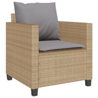 vidaXL Bistrogrupp med dynor 3 delar beige konstrotting - Bild 4