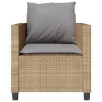 vidaXL Bistrogrupp med dynor 3 delar beige konstrotting - Bild 5