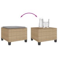 vidaXL Bistrogrupp med dynor 3 delar beige konstrotting - Bild 9