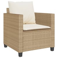 vidaXL Bistrogrupp med dynor 3 delar beige konstrotting - Bild 4