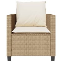 vidaXL Bistrogrupp med dynor 3 delar beige konstrotting - Bild 5