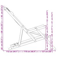 vidaXL Hopfällbar strandstol bladmönste massivt eukalyptusträ och tyg - Bild 12