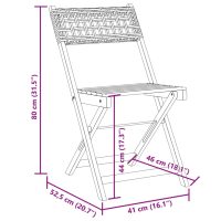 vidaXL Caféstolar 2 st beige massiv akacia och konstrotting - Bild 11