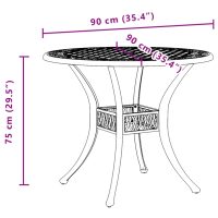 vidaXL Trädgårdsbord vit Ø90x75 cm gjuten aluminium - Bild 11