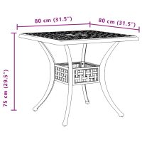 vidaXL Trädgårdsbord svart 80x80x75 cm gjuten aluminium - Bild 11