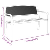 vidaXL Trädgårdsbänk 119 cm svart stål - Bild 8