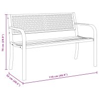 vidaXL Trädgårdsbänk 119 cm svart stål - Bild 8