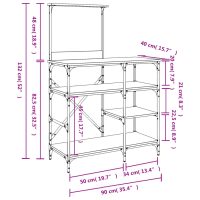 vidaXL Kökshylla sonoma ek 90x40x132 cm konstruerat trä och metall - Bild 9