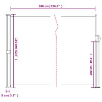 vidaXL Infällbar sidomarkis vit 160x600 cm - Bild 10