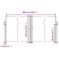 vidaXL Infällbar sidomarkis vit 120x600 cm - Bild 10