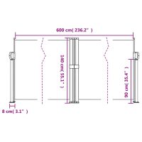 vidaXL Infällbar sidomarkis svart 140x600 cm - Bild 10