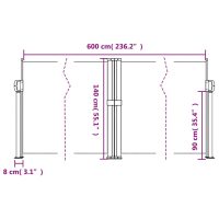 vidaXL Infällbar sidomarkis vit 140x600 cm - Bild 10