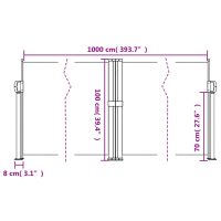 vidaXL Infällbar sidomarkis vit 100x1000 cm - Bild 10