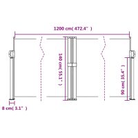 vidaXL Infällbar sidomarkis vit 140x1200 cm - Bild 10