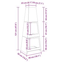 vidaXL Utomhuskamin med vedförvaring torndesign svart stål - Bild 9