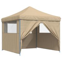 vidaXL Pop-Up hopfällbart partytält med 4 sidoväggar beige - Bild 6