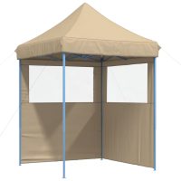 vidaXL Pop-Up hopfällbart partytält med 2 sidoväggar beige - Bild 2