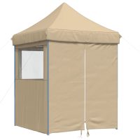 vidaXL Pop-Up hopfällbart partytält med 4 sidoväggar beige - Bild 2