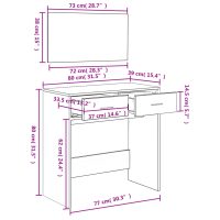 vidaXL Sminkbord med spegel sonoma-ek 80x39x80 cm - Bild 10