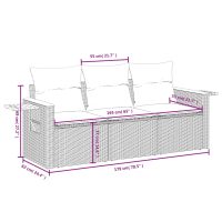 vidaXL Soffgrupp för trädgården 3 delar med dynor beige konstrotting - Bild 7