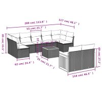 vidaXL Loungegrupp 10 delar med svarta dynor konstrotting - Bild 8