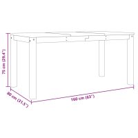 vidaXL Matbord Panama 160x80x75 cm massiv furu - Bild 8