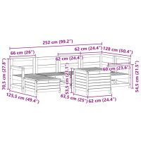 vidaXL Soffgrupp för trädgården 7 delar vit massiv furu - Bild 12