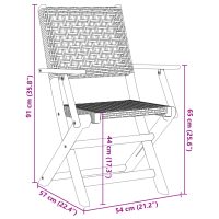 vidaXL Hopfällbara trädgårdsstolar 4 st beige konstrotting/massivt trä - Bild 10