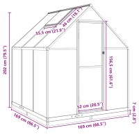 vidaXL Växthus med ram antracit 169x169x202 cm aluminium - Bild 10