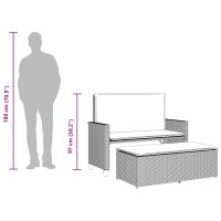 vidaXL Trädgårdsbänk med dynor och fotpall svart konstrotting - Bild 11