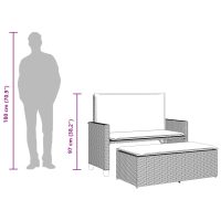 vidaXL Trädgårdsbänk med dynor och fotpall ljusgrå konstrotting - Bild 11