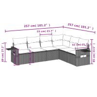 vidaXL Soffgrupp för trädgården med dynor 6 delar beige konstrotting - Bild 8