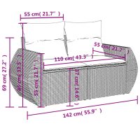 vidaXL Loungegrupp 10 delar med svarta dynor konstrotting - Bild 8