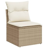 vidaXL Soffgrupp för trädgården med dynor 9 delar beige konstrotting - Bild 4