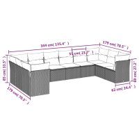 vidaXL Loungegrupp 10 delar med svarta dynor konstrotting - Bild 6