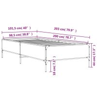 vidaXL Sängram rökfärgad ek 100x200 cm konstruerat trä och metall - Bild 9