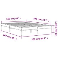 vidaXL Sängram rökfärgad ek 160x200 cm konstruerat trä och metall - Bild 9