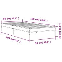 vidaXL Sängram brun ek 90x190 cm konstruerat trä och metall - Bild 9