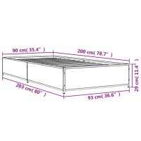 vidaXL Sängram sonoma-ek 90x200 cm konstruerat trä och metall - Bild 9